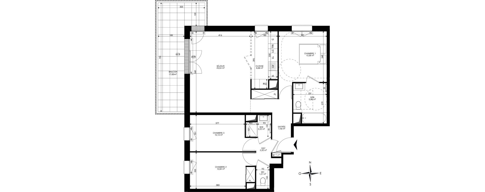 Appartement T4 de 82,91 m2 &agrave; Ch&acirc;tenay-Malabry Lavall&eacute;e