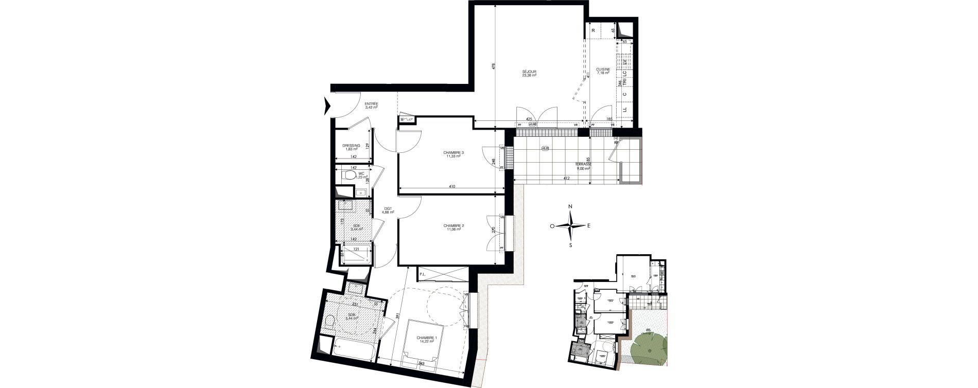 Appartement T4 de 87,41 m2 &agrave; Ch&acirc;tenay-Malabry Lavall&eacute;e