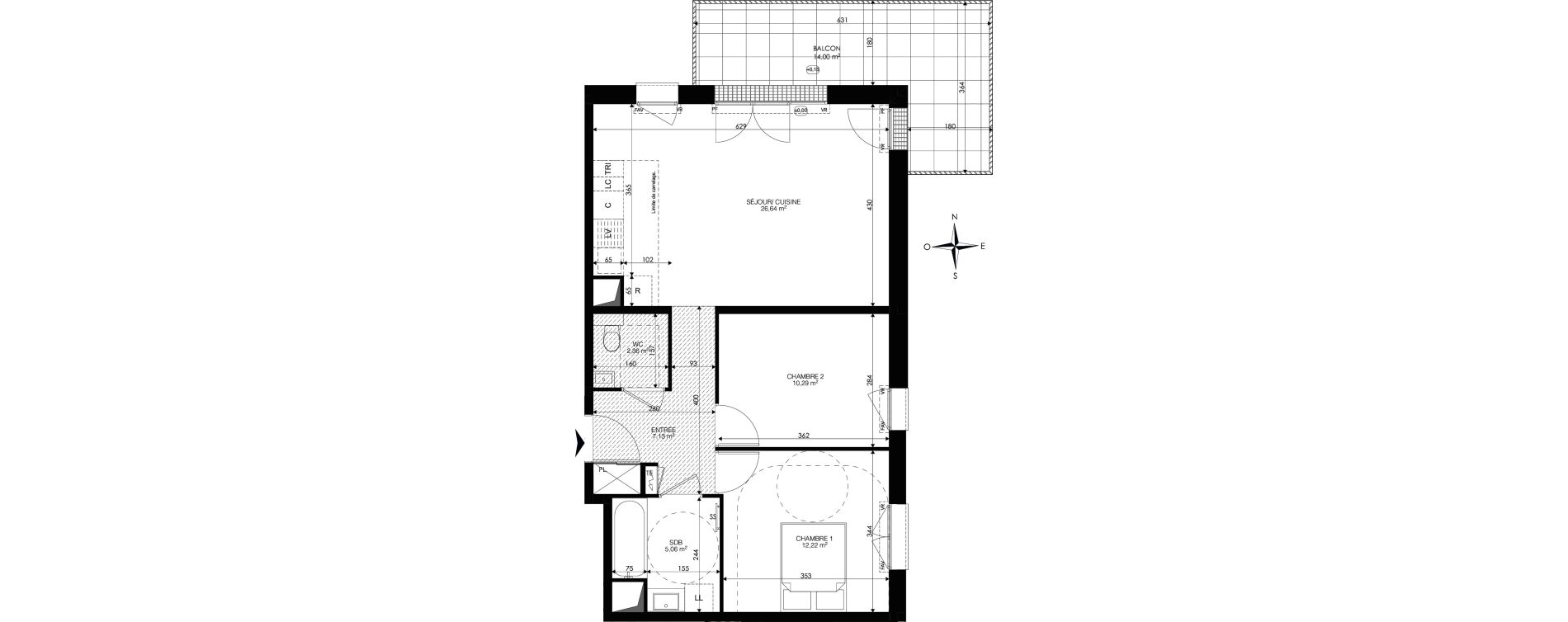 Appartement T3 de 63,70 m2 &agrave; Ch&acirc;tenay-Malabry Lavall&eacute;e
