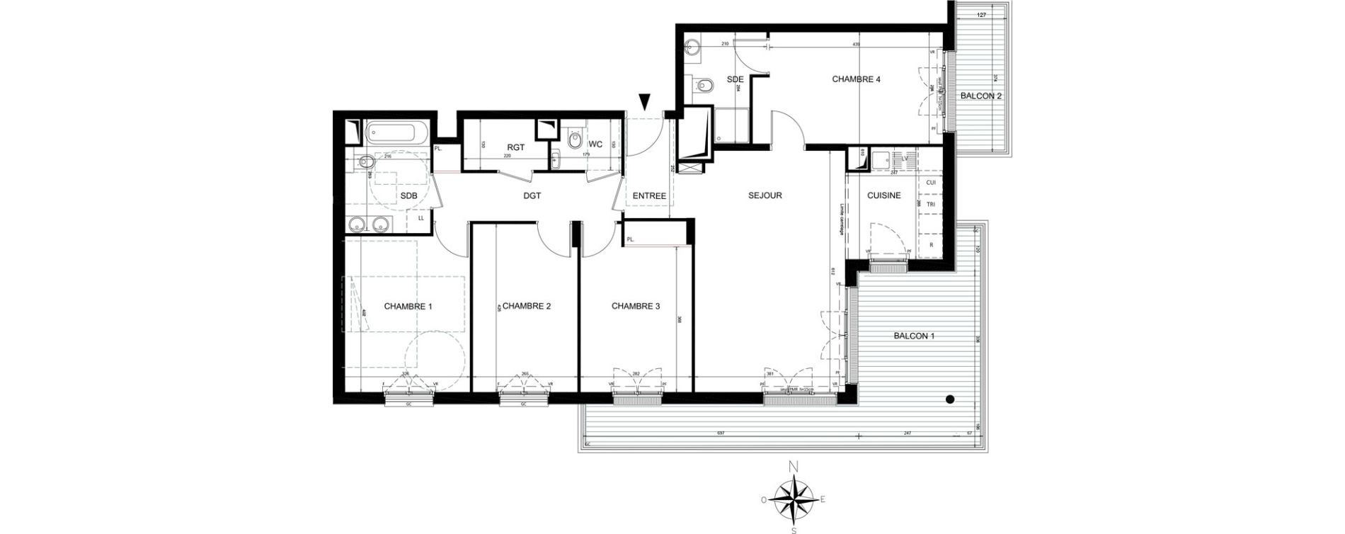 Appartement T5 de 104,21 m2 &agrave; Ch&acirc;tenay-Malabry Lavall&eacute;e