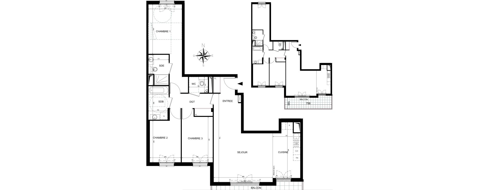 Appartement T4 de 92,08 m2 &agrave; Ch&acirc;tenay-Malabry Lavall&eacute;e