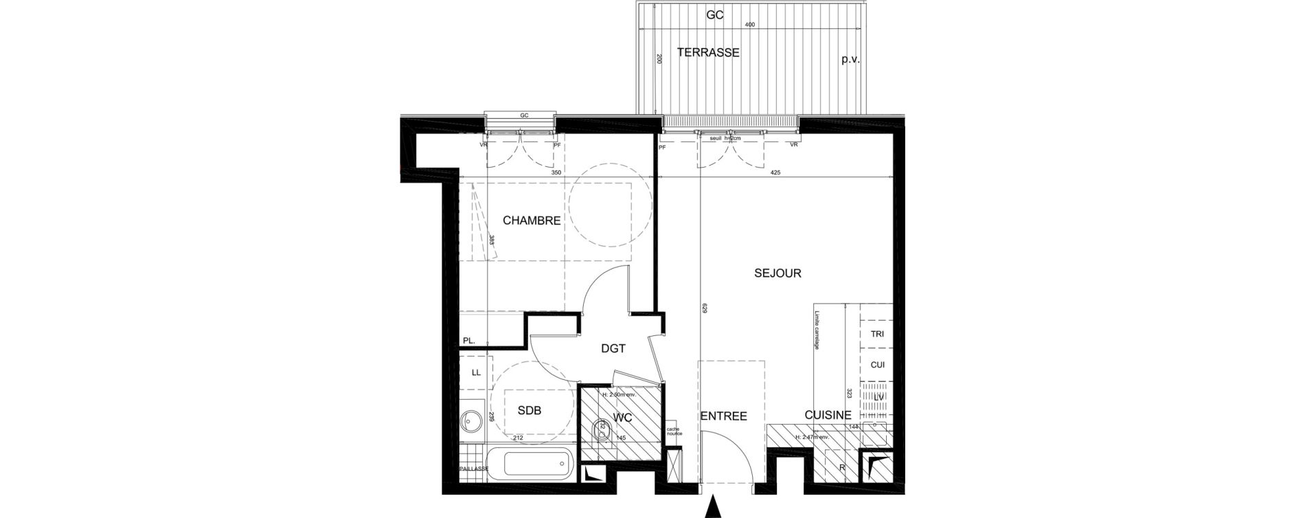 Appartement T2 de 46,90 m2 &agrave; Ch&acirc;tenay-Malabry Lavall&eacute;e