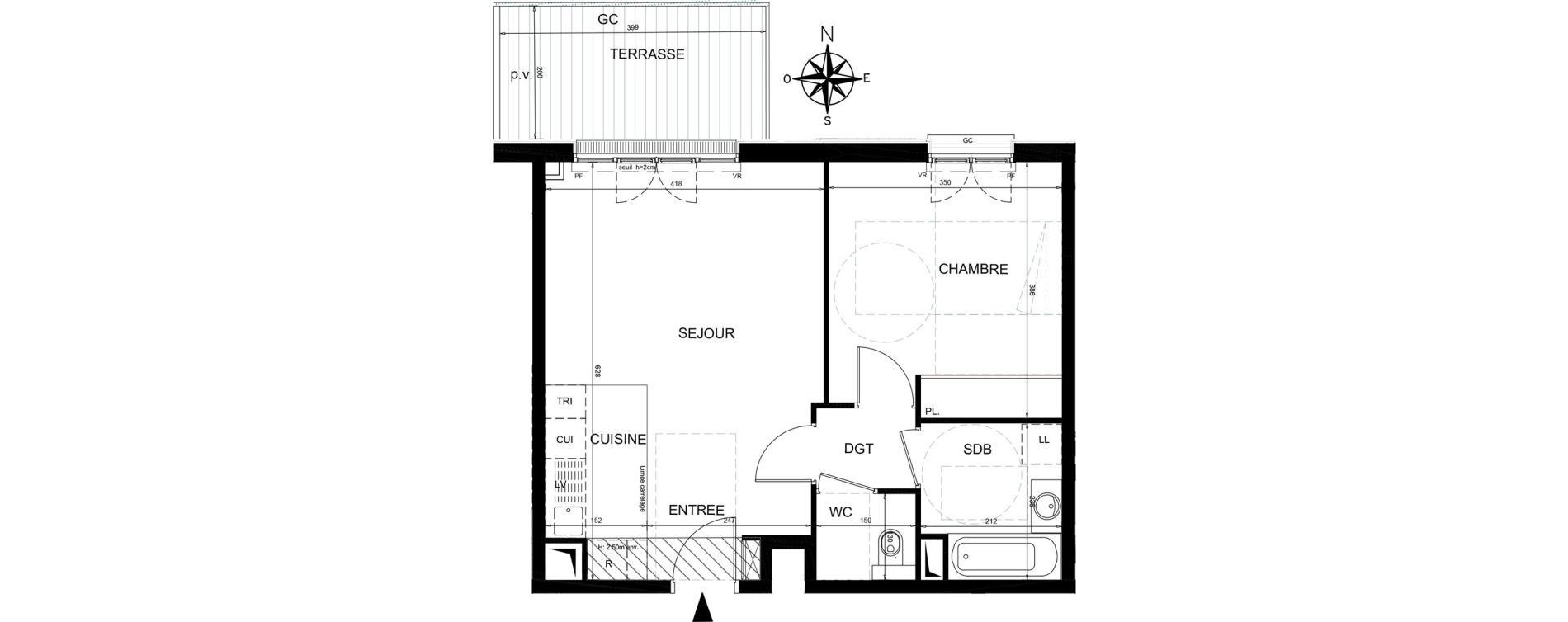 Appartement T2 de 46,37 m2 &agrave; Ch&acirc;tenay-Malabry Lavall&eacute;e