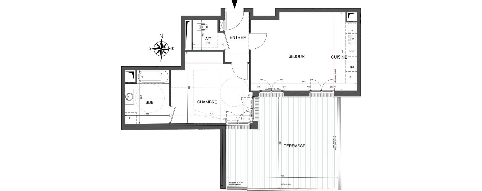 Appartement T2 de 48,42 m2 &agrave; Ch&acirc;tenay-Malabry Lavall&eacute;e