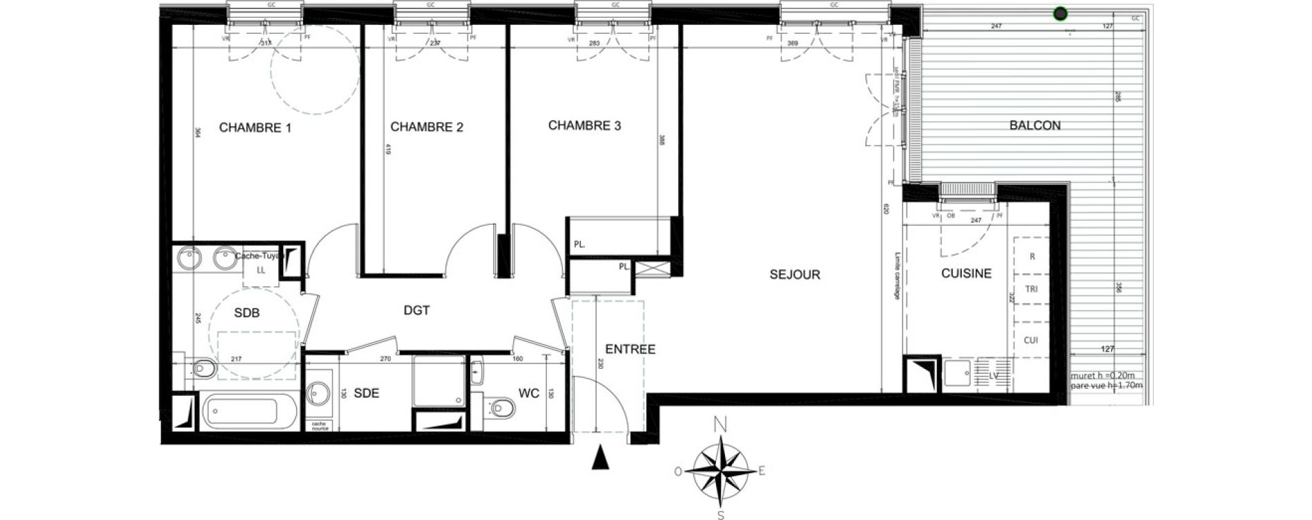 Appartement T4 de 85,14 m2 &agrave; Ch&acirc;tenay-Malabry Lavall&eacute;e