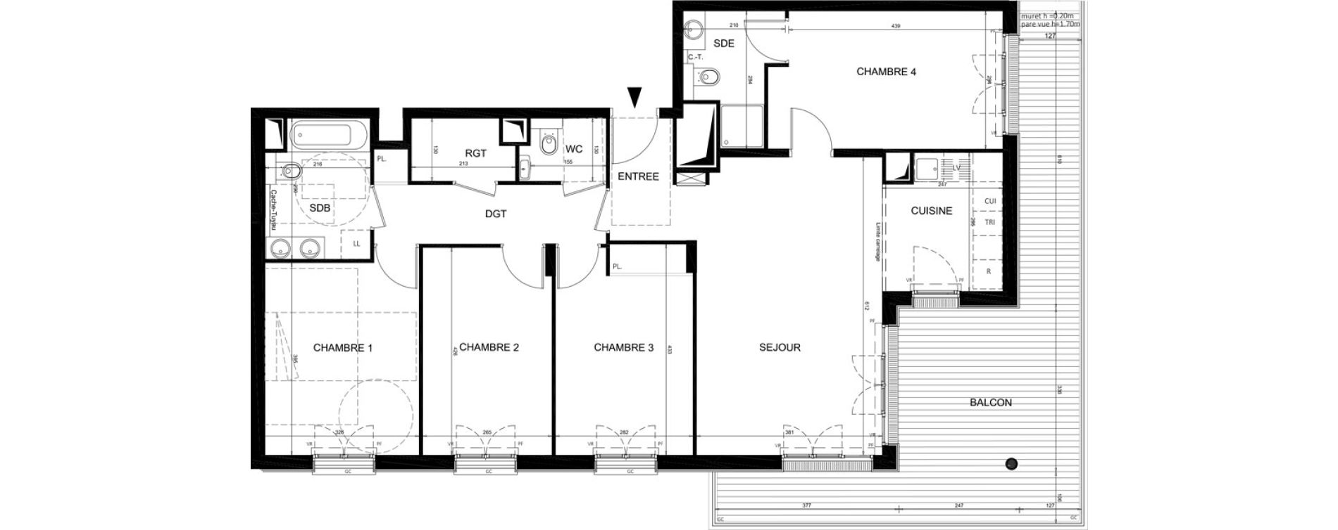 Appartement T5 de 104,20 m2 &agrave; Ch&acirc;tenay-Malabry Lavall&eacute;e