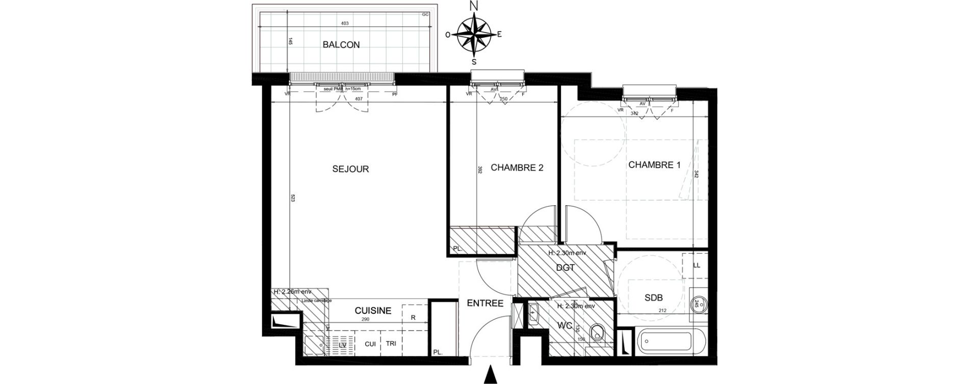 Appartement T3 de 59,28 m2 &agrave; Ch&acirc;tenay-Malabry Lavall&eacute;e