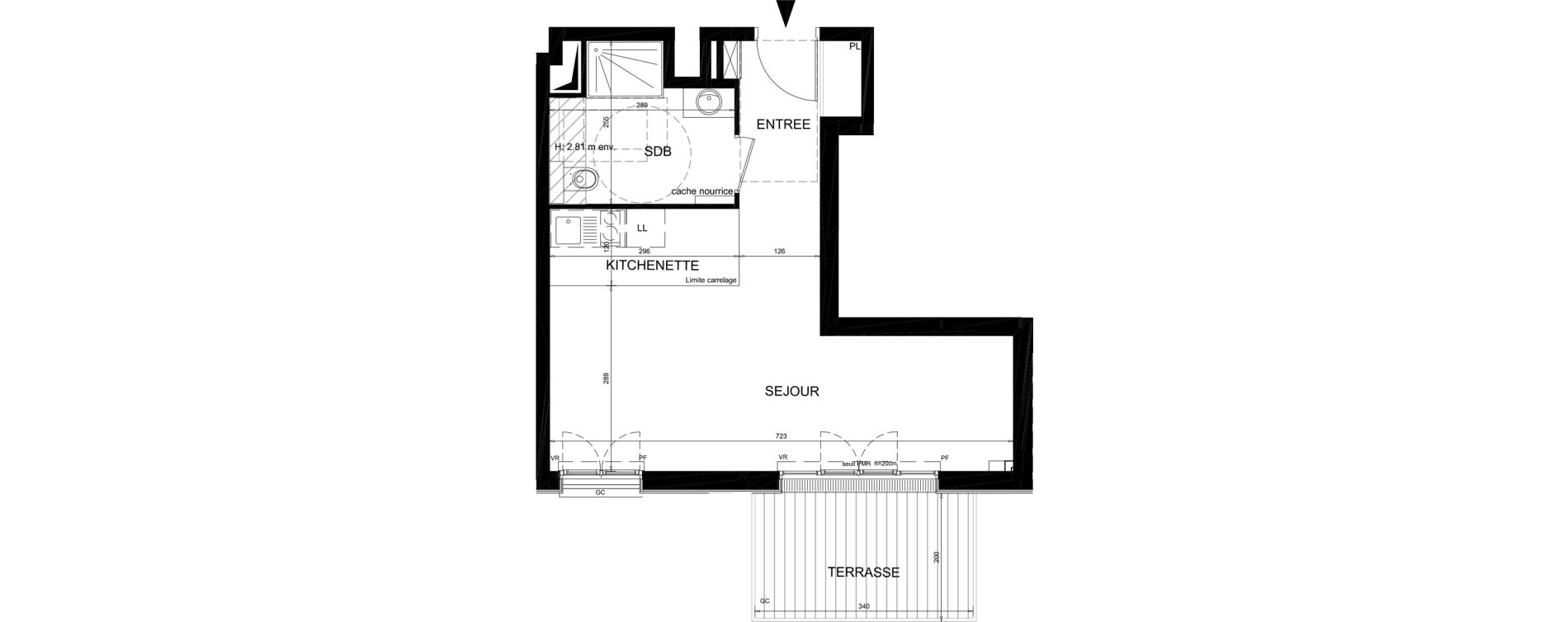 Appartement T1 de 33,71 m2 &agrave; Ch&acirc;tenay-Malabry Lavall&eacute;e