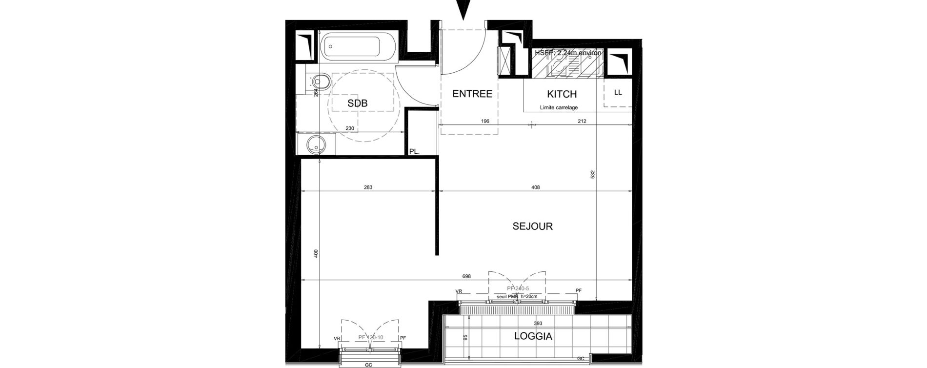 Appartement T1 de 39,55 m2 &agrave; Ch&acirc;tenay-Malabry Lavall&eacute;e