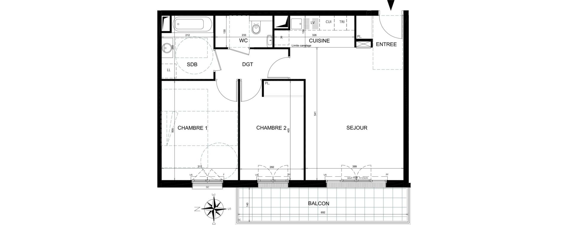 Appartement T3 de 63,49 m2 &agrave; Ch&acirc;tenay-Malabry Lavall&eacute;e