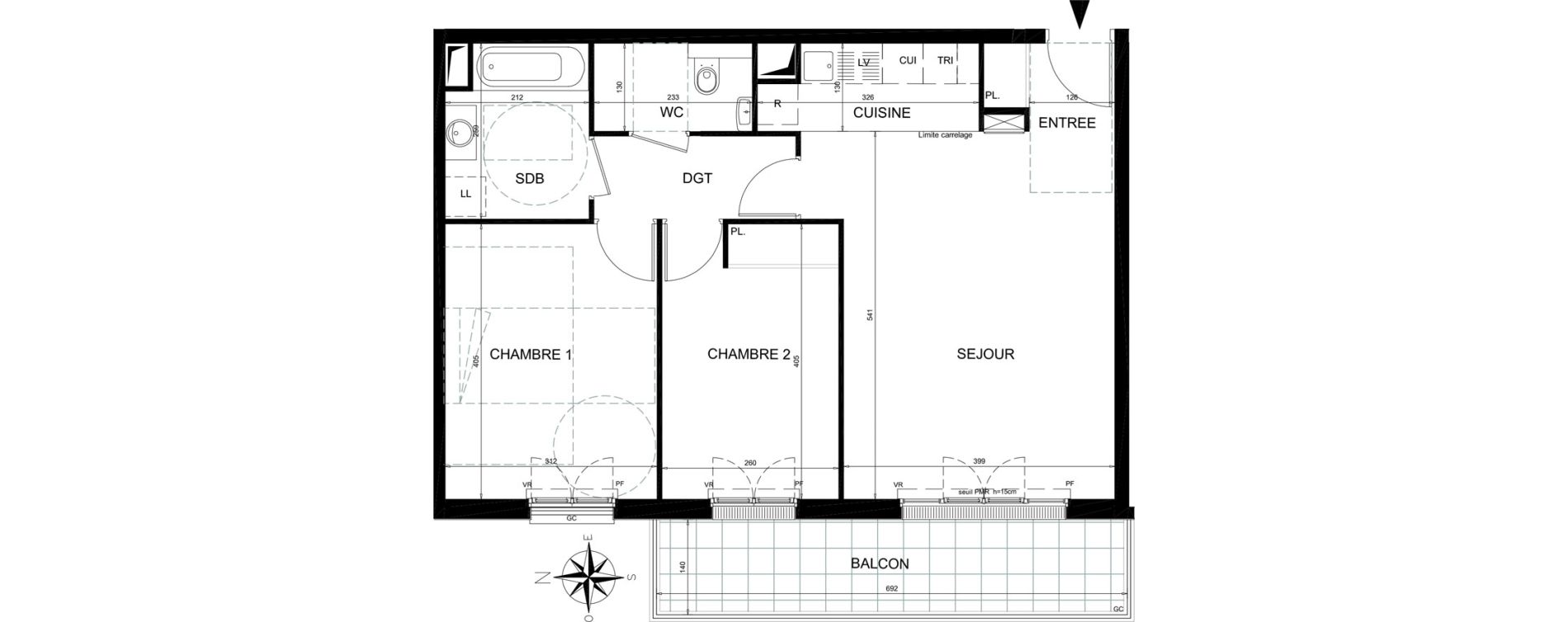 Appartement T3 de 63,51 m2 &agrave; Ch&acirc;tenay-Malabry Lavall&eacute;e