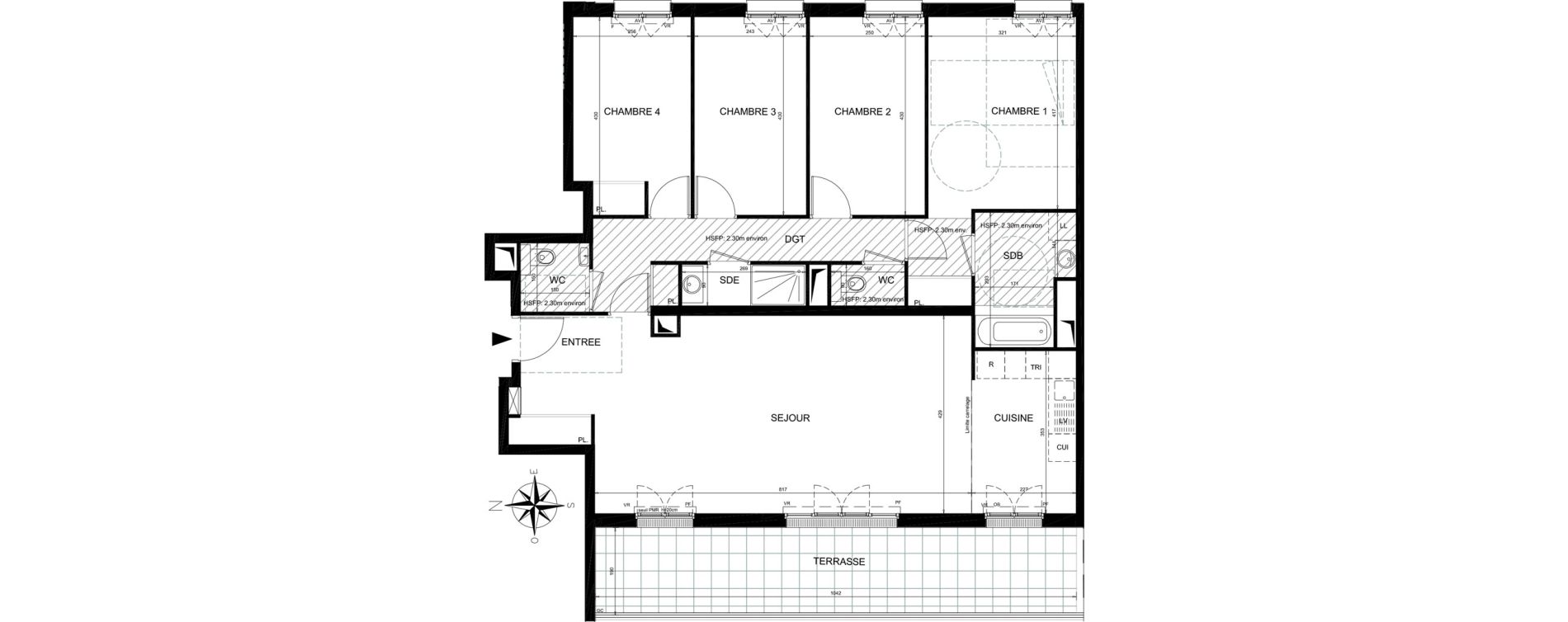 Appartement T5 de 115,49 m2 &agrave; Ch&acirc;tenay-Malabry Lavall&eacute;e