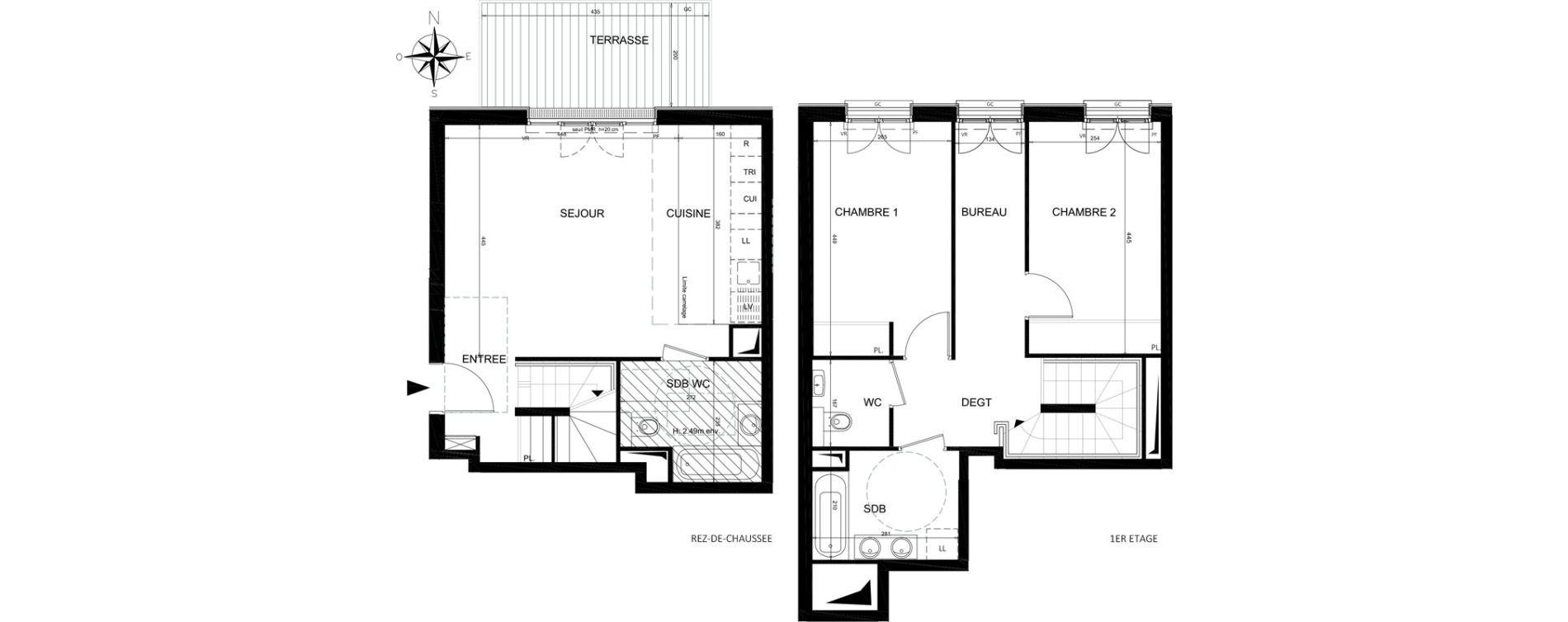 Duplex T3 de 77,00 m2 &agrave; Ch&acirc;tenay-Malabry Lavall&eacute;e