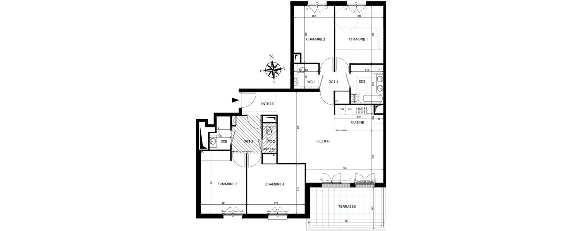 Appartement T5 de 104,33 m2 &agrave; Ch&acirc;tenay-Malabry Lavall&eacute;e