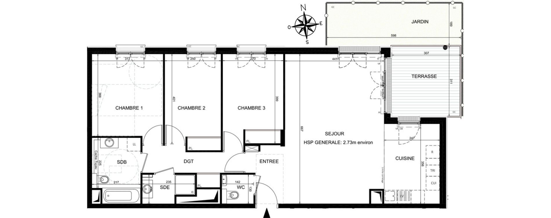 Appartement T4 de 90,91 m2 &agrave; Ch&acirc;tenay-Malabry Lavall&eacute;e