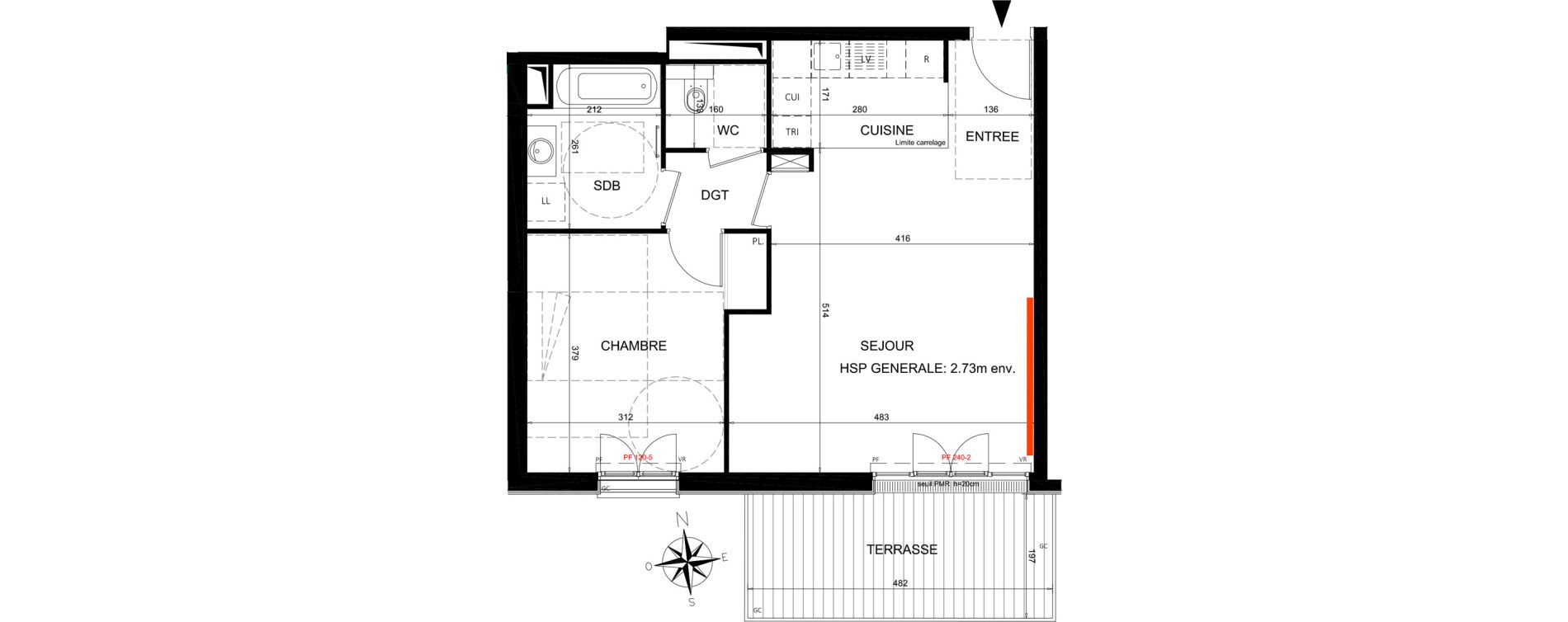 Appartement T2 de 51,83 m2 &agrave; Ch&acirc;tenay-Malabry Lavall&eacute;e