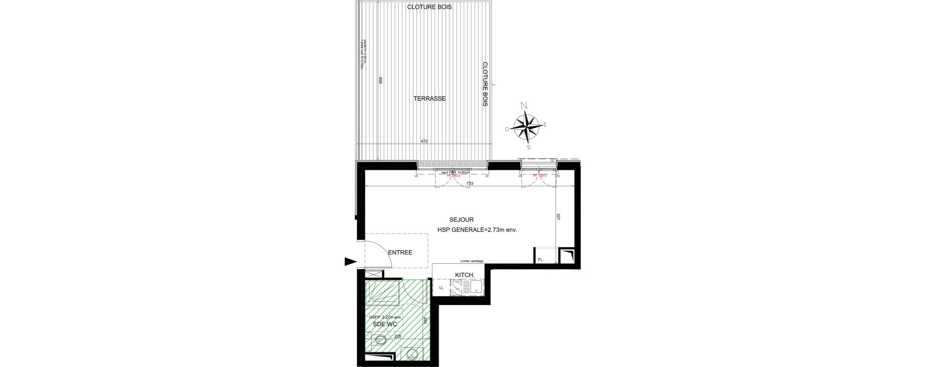 Appartement T1 de 32,83 m2 &agrave; Ch&acirc;tenay-Malabry Lavall&eacute;e