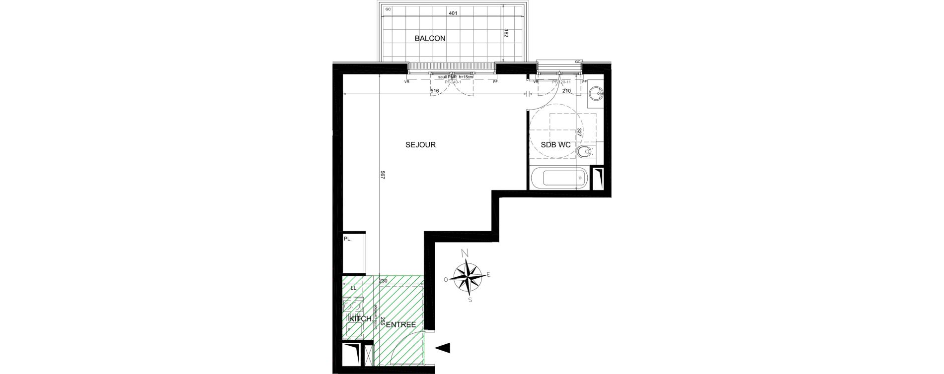 Appartement T1 de 36,24 m2 &agrave; Ch&acirc;tenay-Malabry Lavall&eacute;e