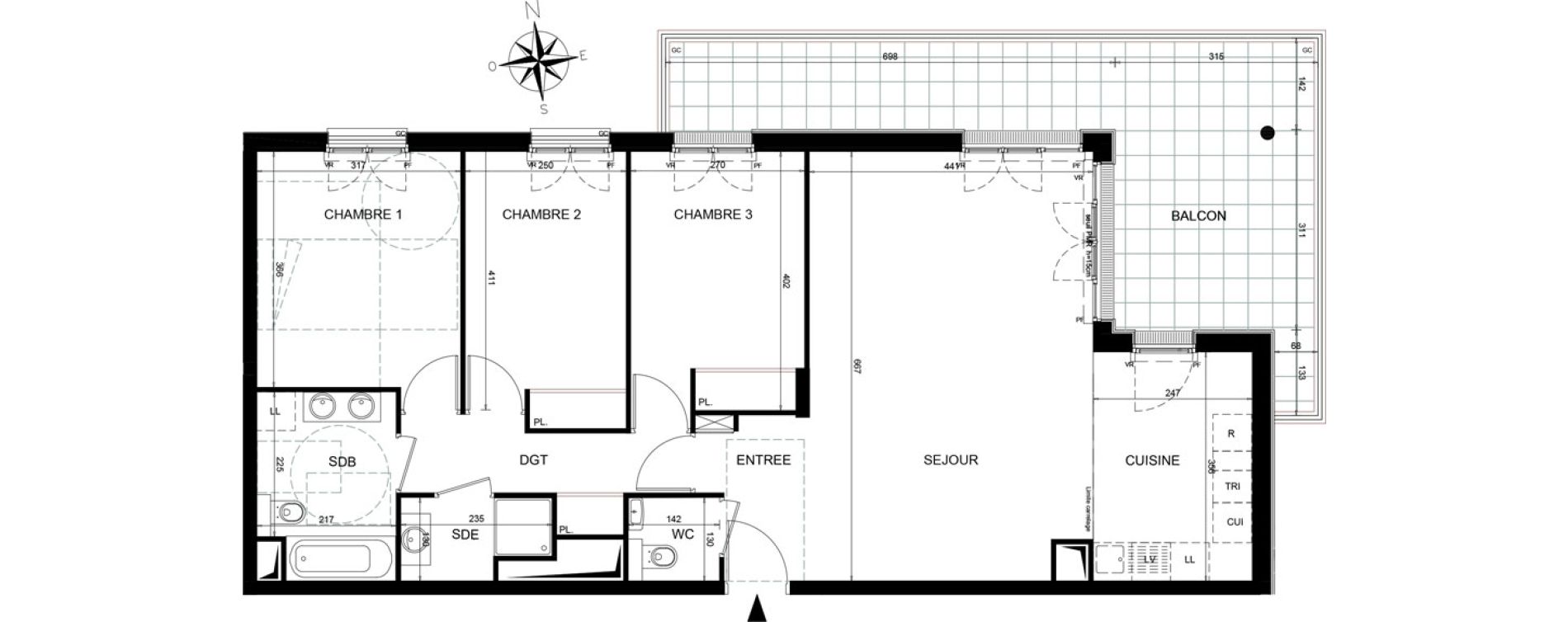 Appartement T4 de 90,94 m2 &agrave; Ch&acirc;tenay-Malabry Lavall&eacute;e