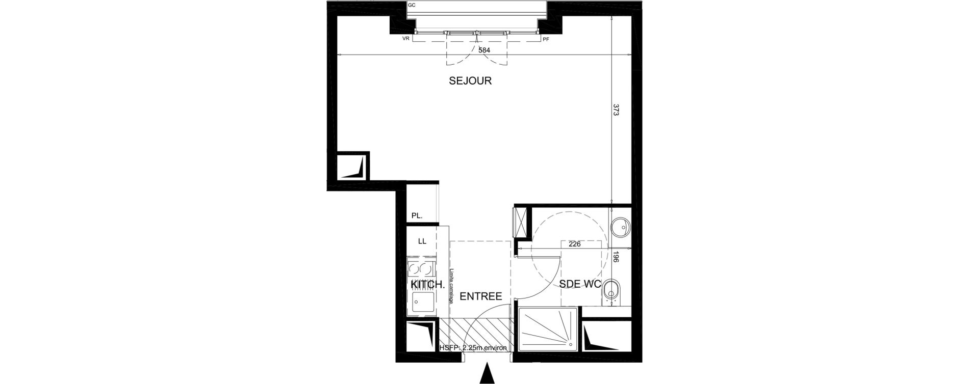 Appartement T1 de 30,85 m2 &agrave; Ch&acirc;tenay-Malabry Lavall&eacute;e