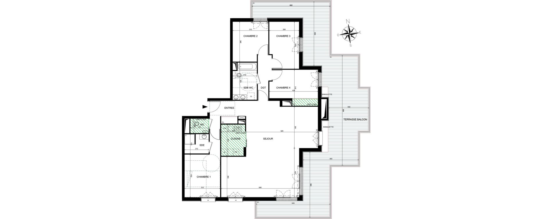 Appartement T5 de 126,19 m2 &agrave; Ch&acirc;tenay-Malabry Lavall&eacute;e