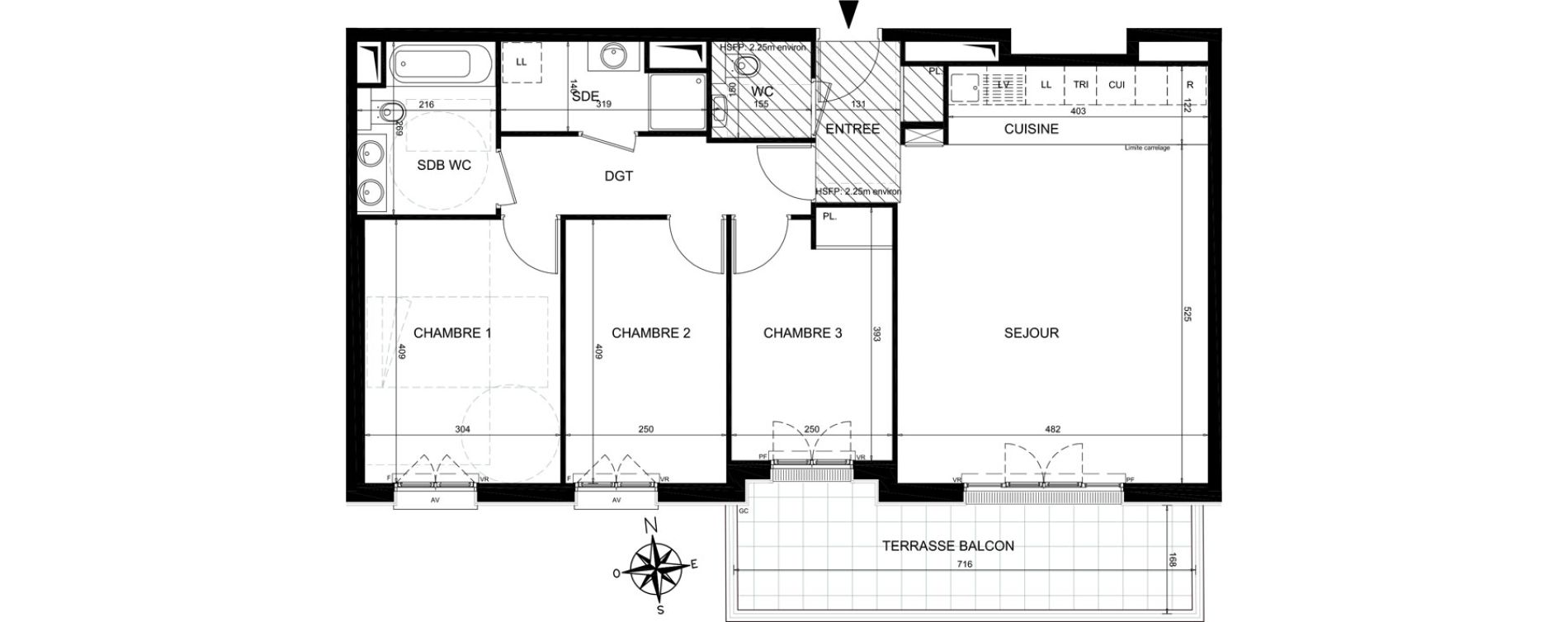 Appartement T4 de 83,75 m2 &agrave; Ch&acirc;tenay-Malabry Lavall&eacute;e