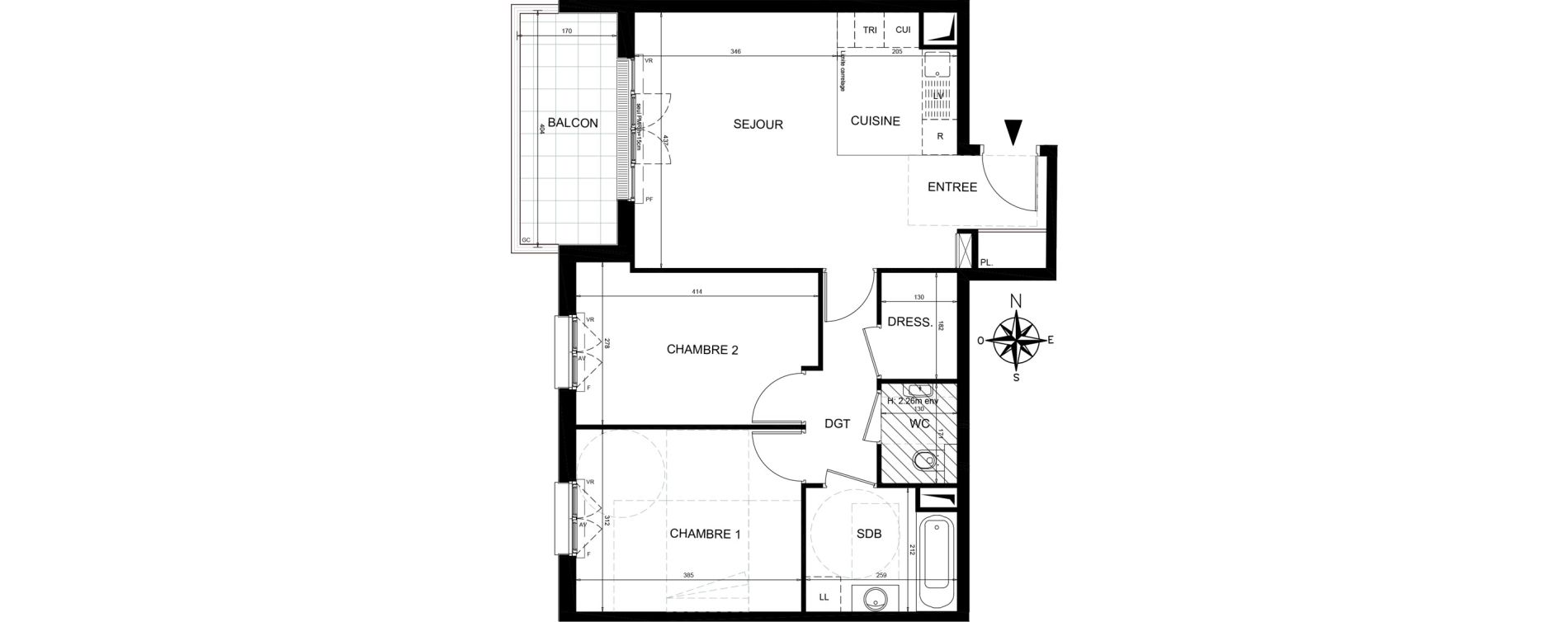 Appartement T3 de 62,72 m2 &agrave; Ch&acirc;tenay-Malabry Lavall&eacute;e