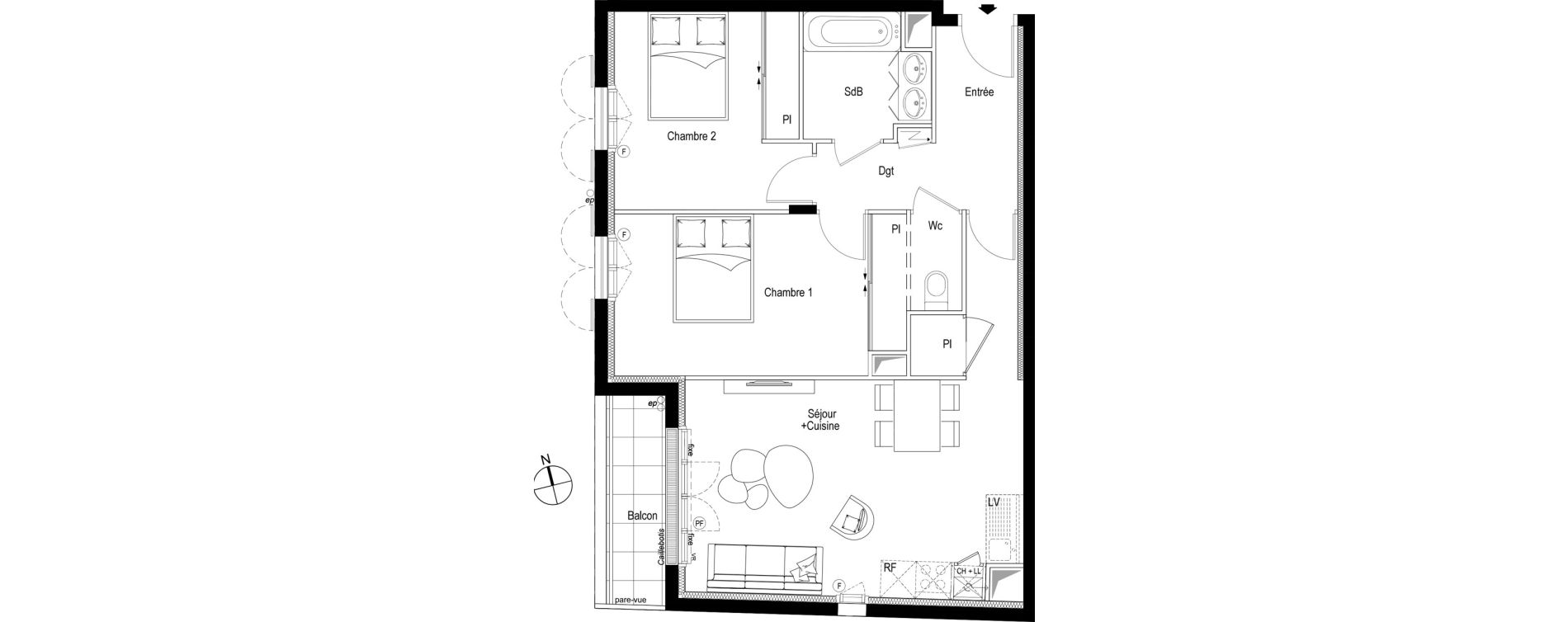 Appartement T3 de 64,23 m2 &agrave; Ch&acirc;tenay-Malabry Faulotte