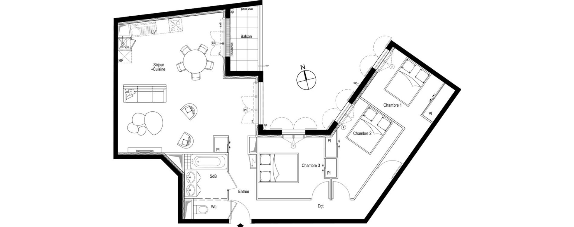 Appartement T4 de 82,28 m2 &agrave; Ch&acirc;tenay-Malabry Faulotte
