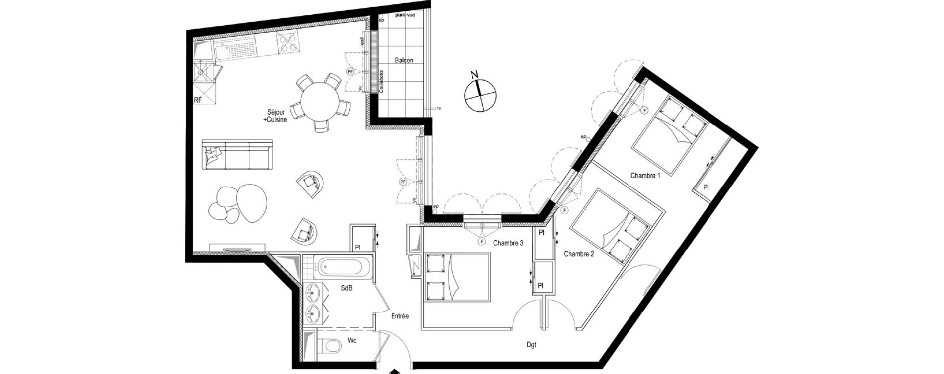Appartement T4 de 82,28 m2 &agrave; Ch&acirc;tenay-Malabry Faulotte