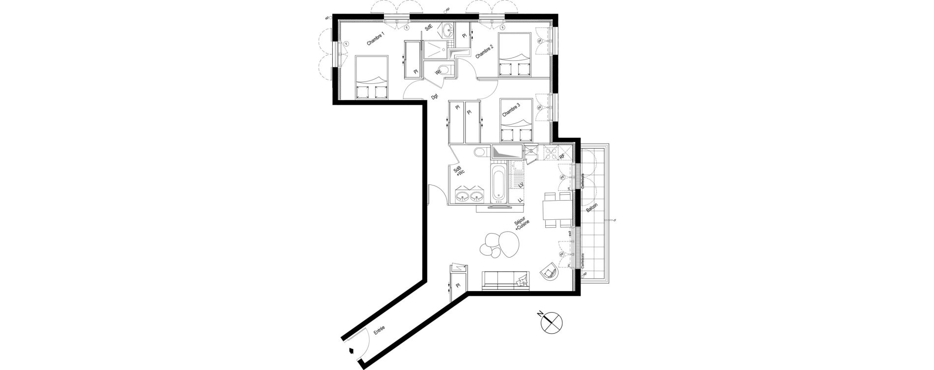 Appartement T4 de 79,83 m2 &agrave; Ch&acirc;tenay-Malabry Faulotte