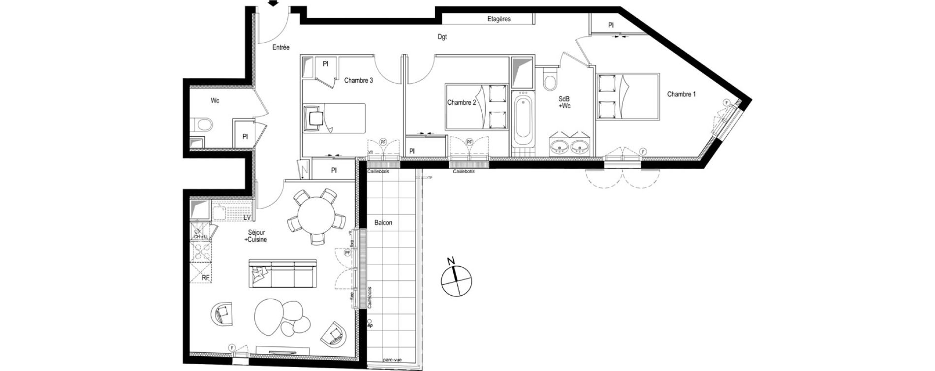 Appartement T4 de 80,83 m2 &agrave; Ch&acirc;tenay-Malabry Faulotte
