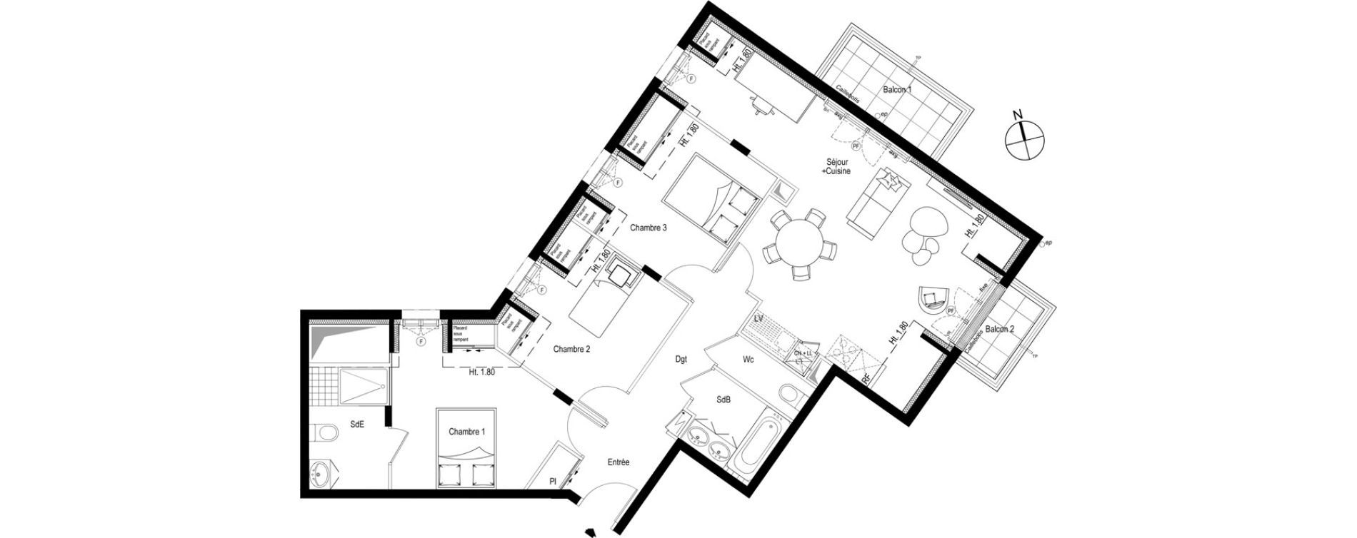 Appartement T4 de 80,84 m2 &agrave; Ch&acirc;tenay-Malabry Faulotte