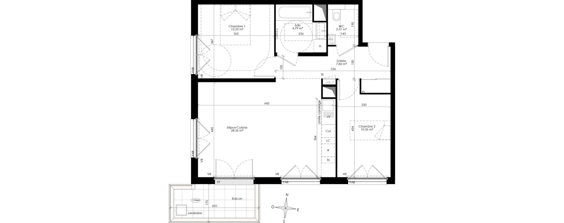 Appartement T3 de 66,41 m2 &agrave; Ch&acirc;tenay-Malabry Lavall&eacute;e