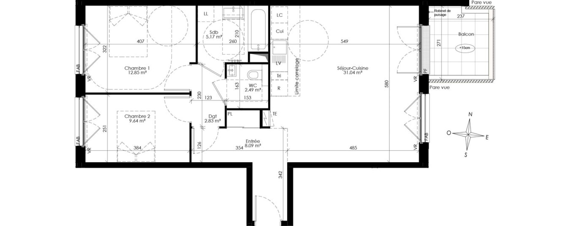 Appartement T3 de 72,10 m2 &agrave; Ch&acirc;tenay-Malabry Lavall&eacute;e