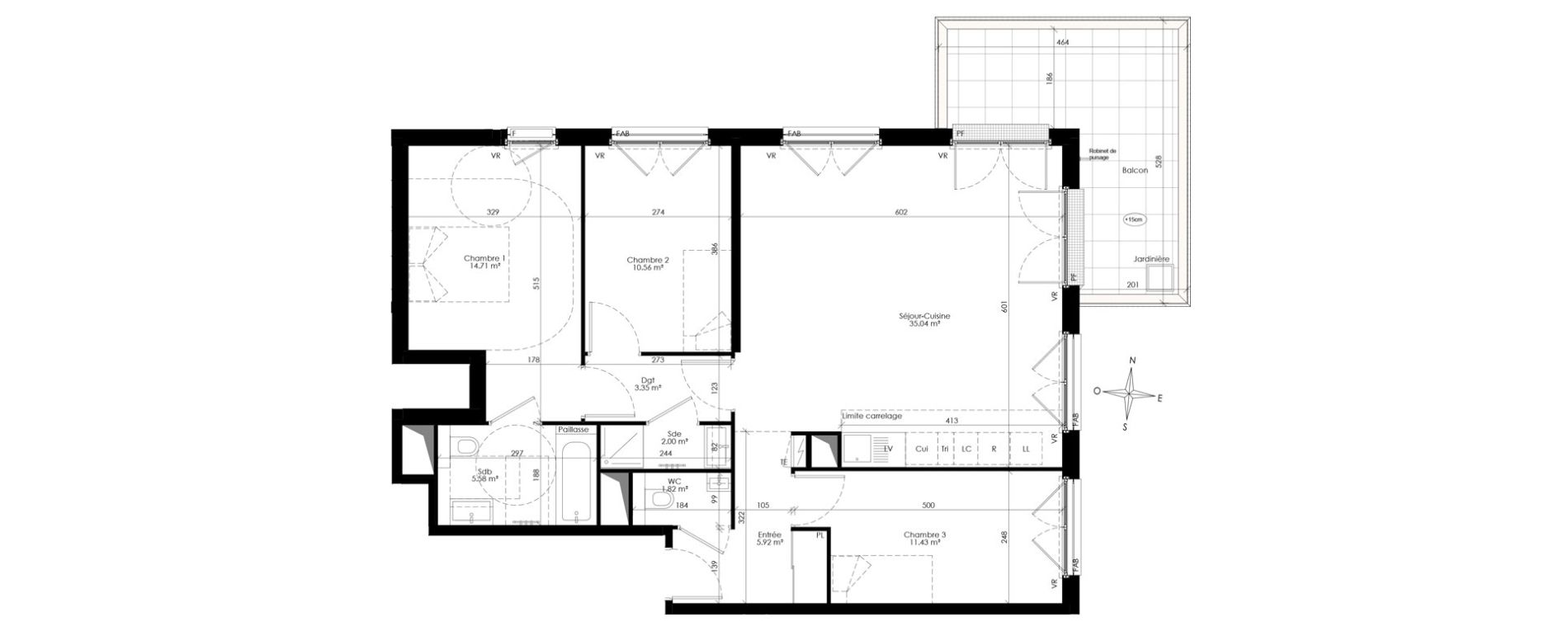Appartement T4 de 90,41 m2 &agrave; Ch&acirc;tenay-Malabry Lavall&eacute;e