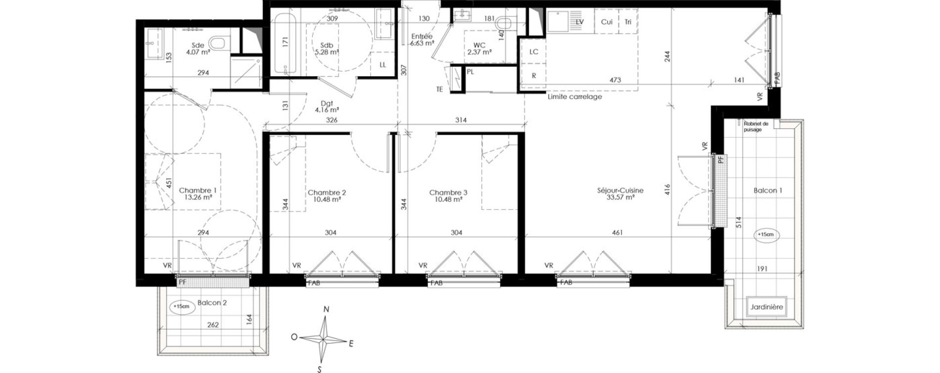 Appartement T4 de 90,30 m2 &agrave; Ch&acirc;tenay-Malabry Lavall&eacute;e