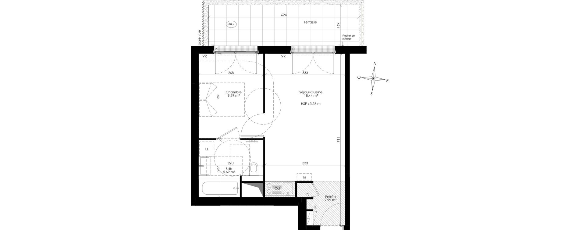 Appartement T2 de 36,52 m2 &agrave; Ch&acirc;tenay-Malabry Lavall&eacute;e