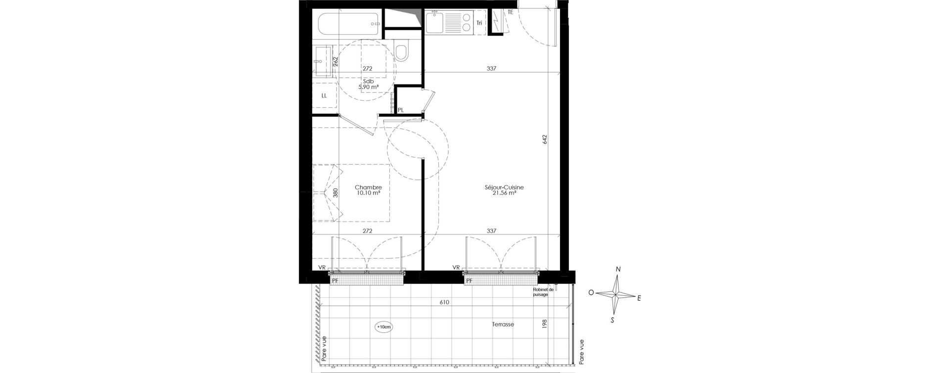 Appartement T2 de 37,57 m2 &agrave; Ch&acirc;tenay-Malabry Lavall&eacute;e