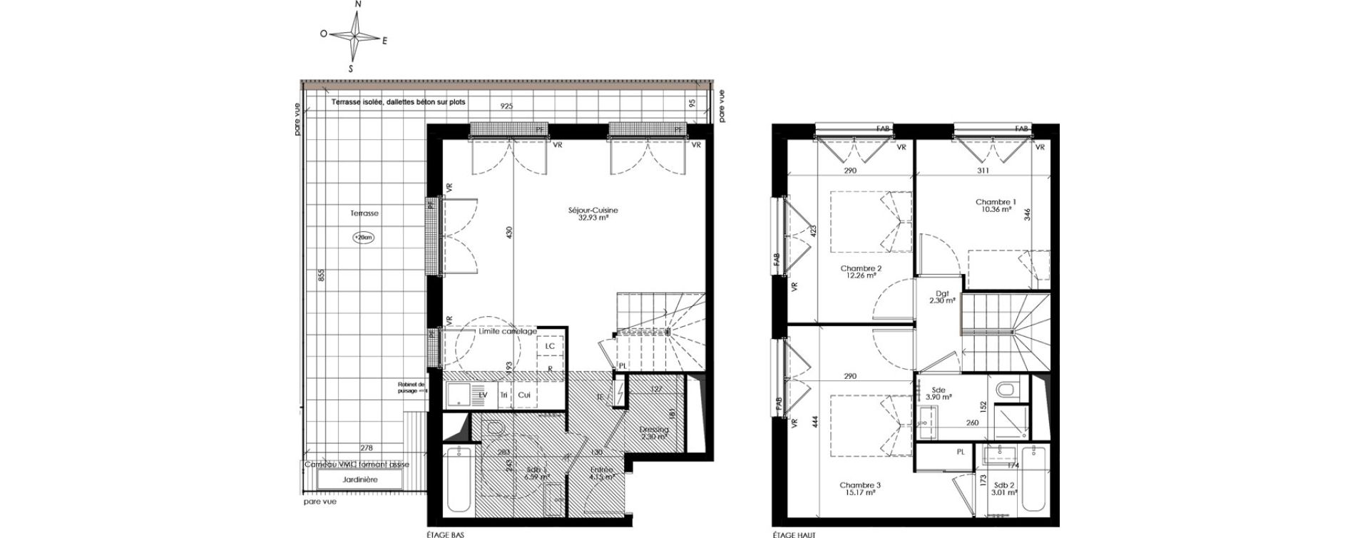 Duplex T4 de 92,98 m2 &agrave; Ch&acirc;tenay-Malabry Lavall&eacute;e