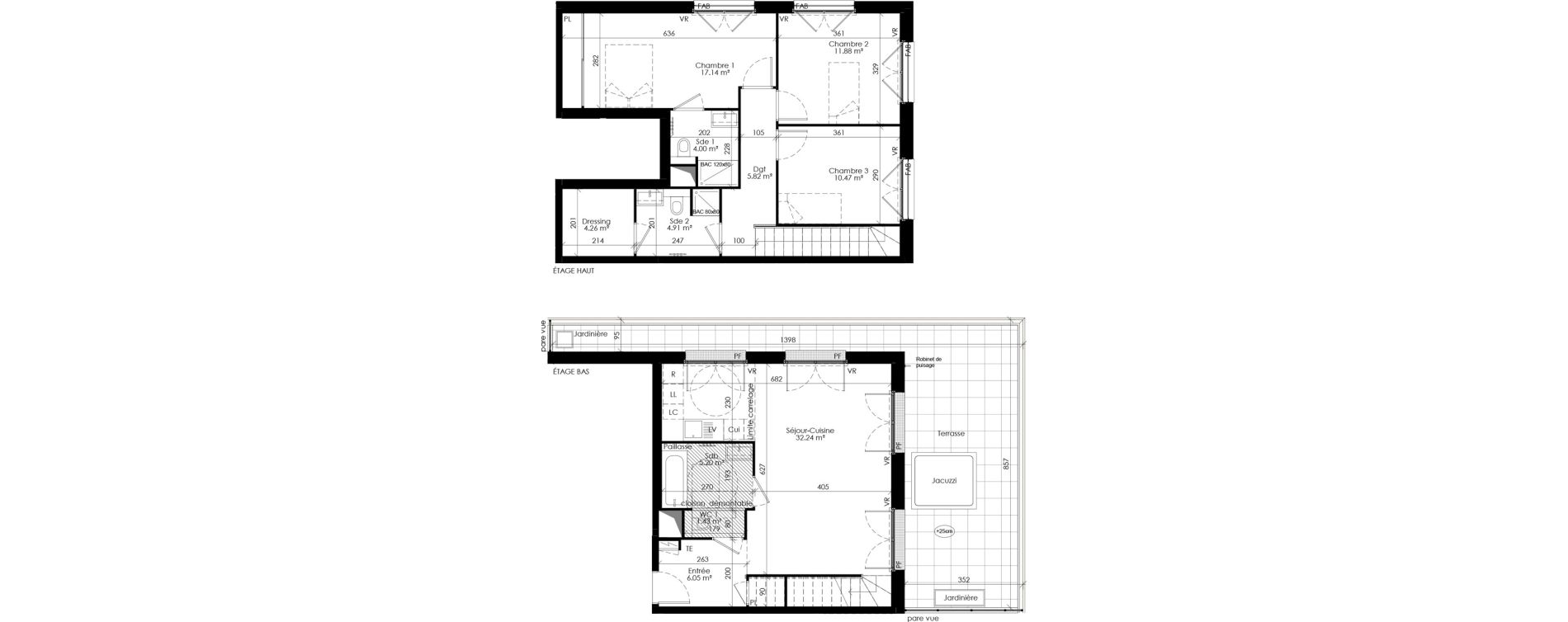 Duplex T4 de 103,40 m2 &agrave; Ch&acirc;tenay-Malabry Lavall&eacute;e