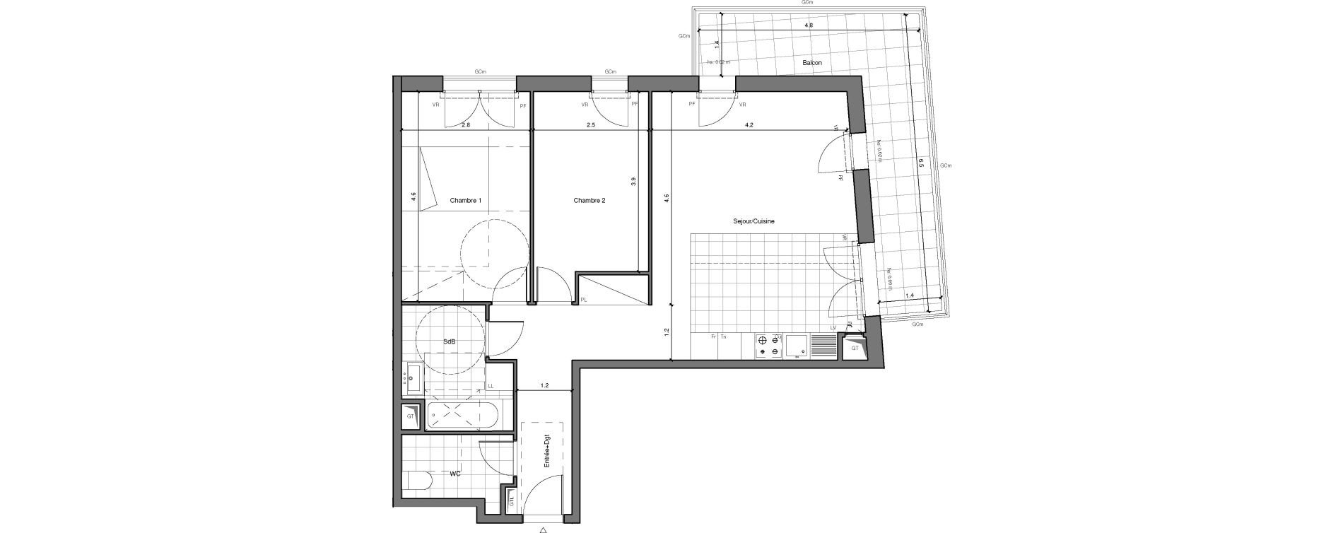 Appartement T3 de 67,09 m2 &agrave; Ch&acirc;tenay-Malabry Lavall&eacute;e