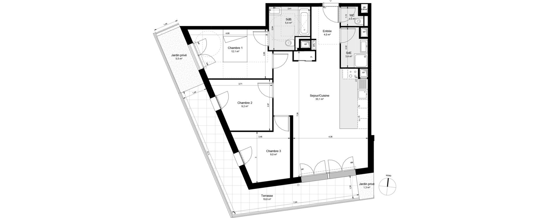 Appartement T4 de 77,40 m2 &agrave; Ch&acirc;tenay-Malabry Lavall&eacute;e