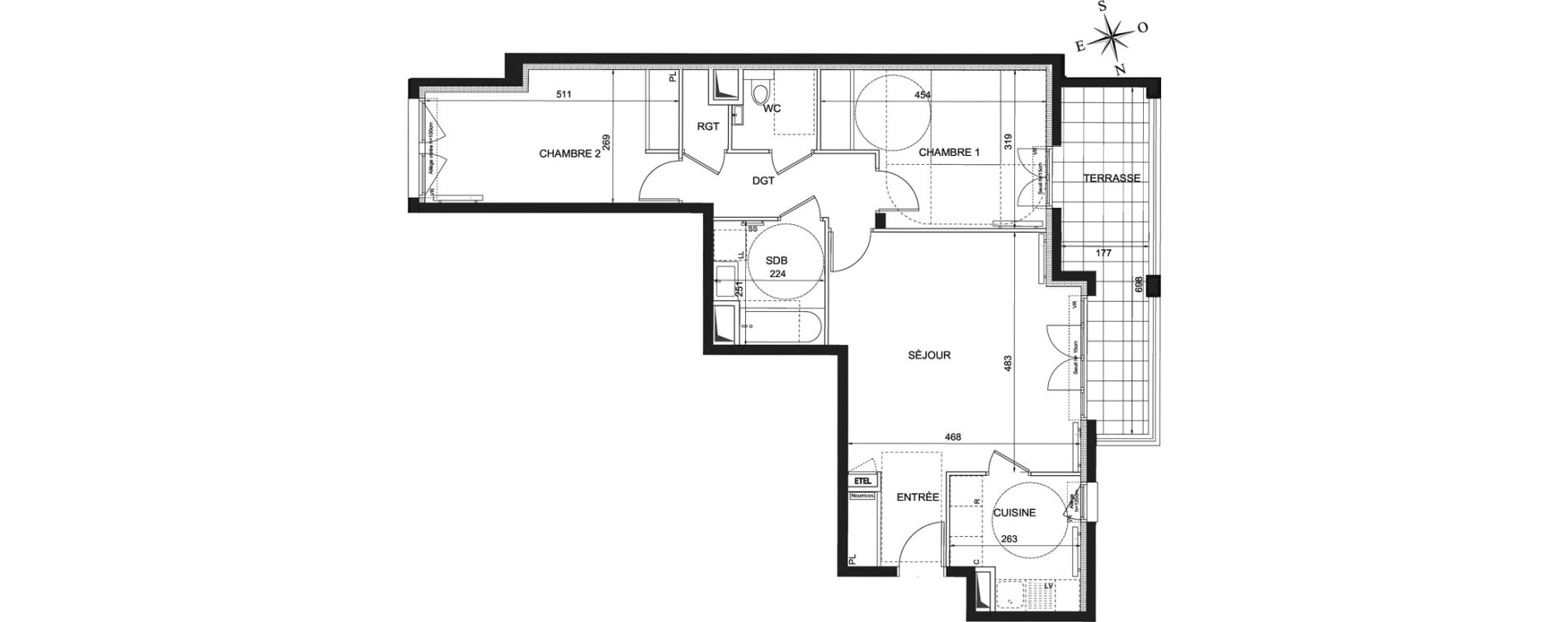 Appartement T3 de 71,70 m2 &agrave; Ch&acirc;tenay-Malabry Robinson