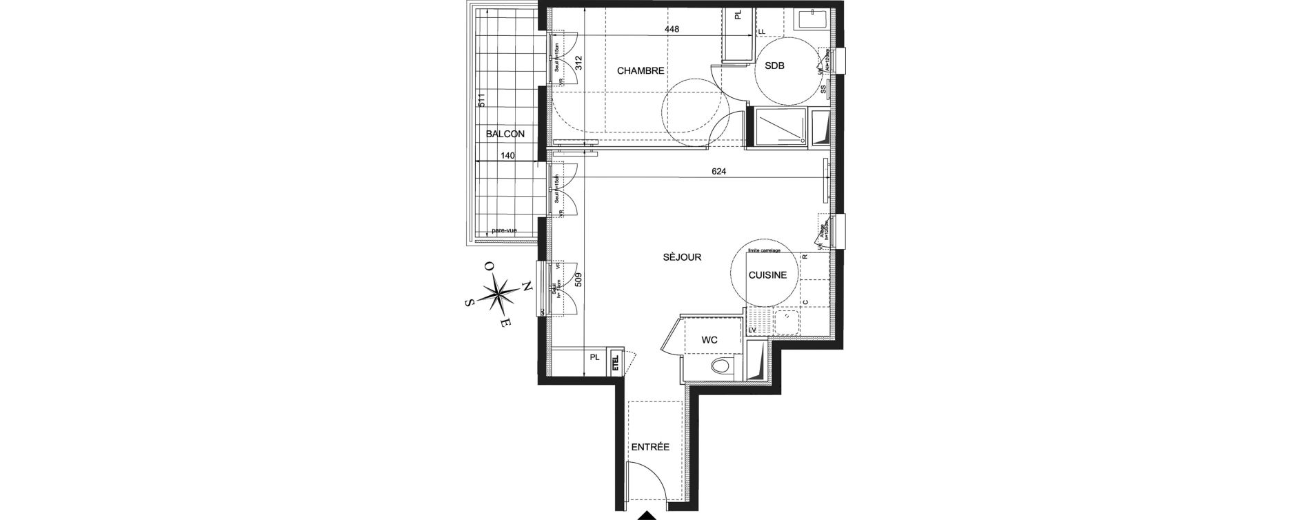 Appartement T2 de 51,85 m2 &agrave; Ch&acirc;tenay-Malabry Robinson