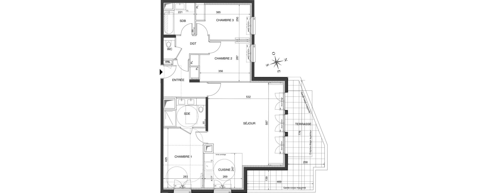 Appartement T4 de 87,60 m2 &agrave; Ch&acirc;tenay-Malabry Robinson