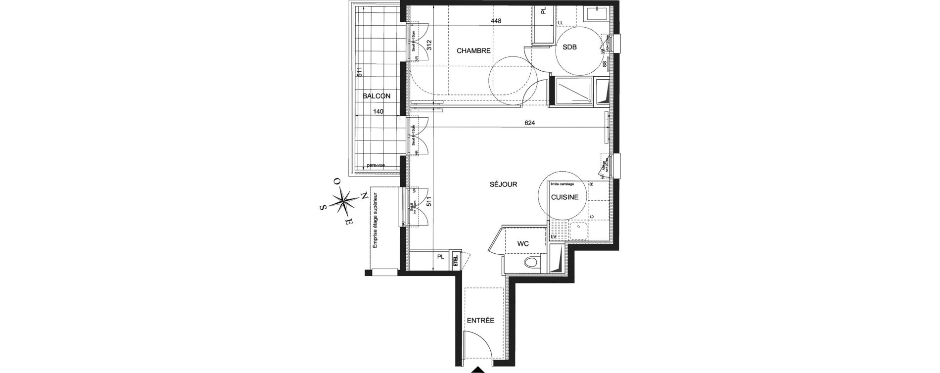 Appartement T2 de 51,95 m2 &agrave; Ch&acirc;tenay-Malabry Robinson
