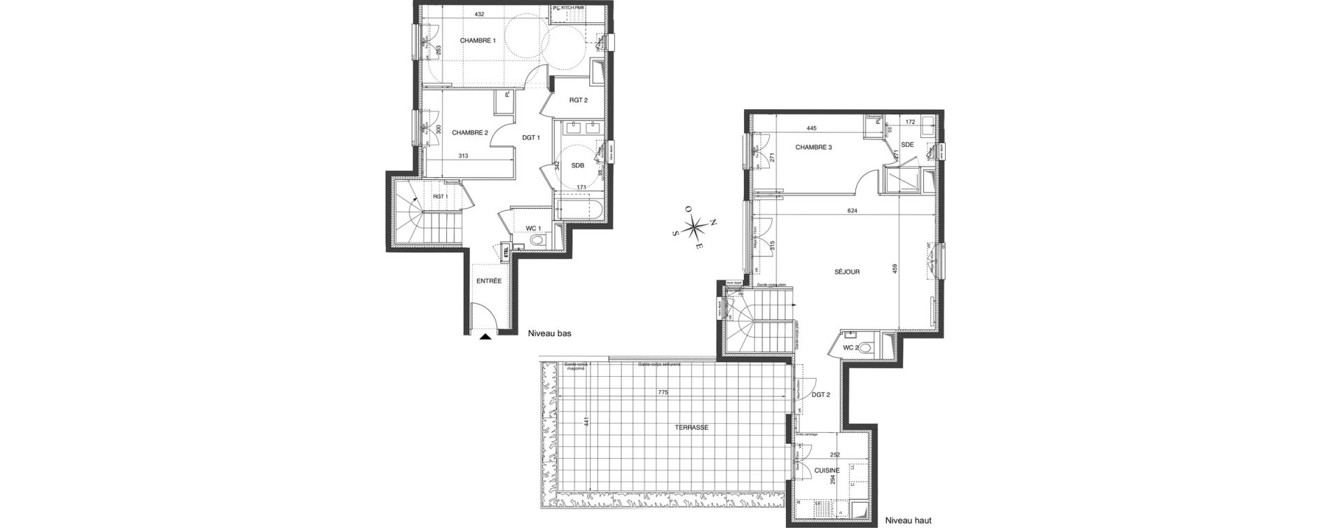 Duplex T4 de 104,85 m2 &agrave; Ch&acirc;tenay-Malabry Robinson
