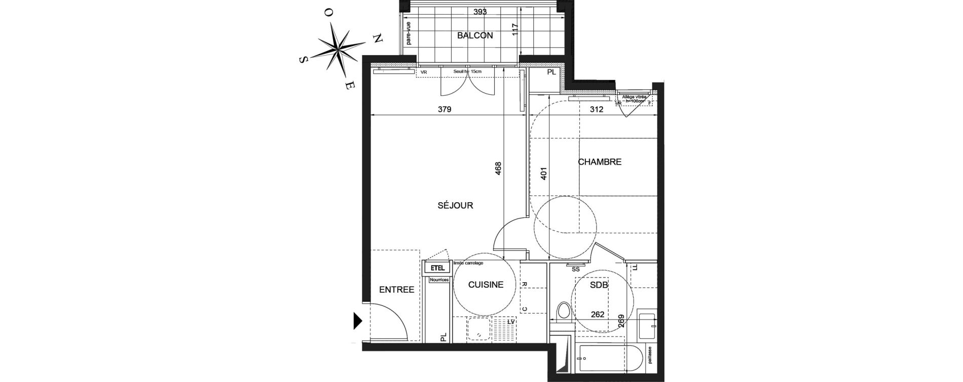 Appartement T2 de 44,95 m2 &agrave; Ch&acirc;tenay-Malabry Robinson