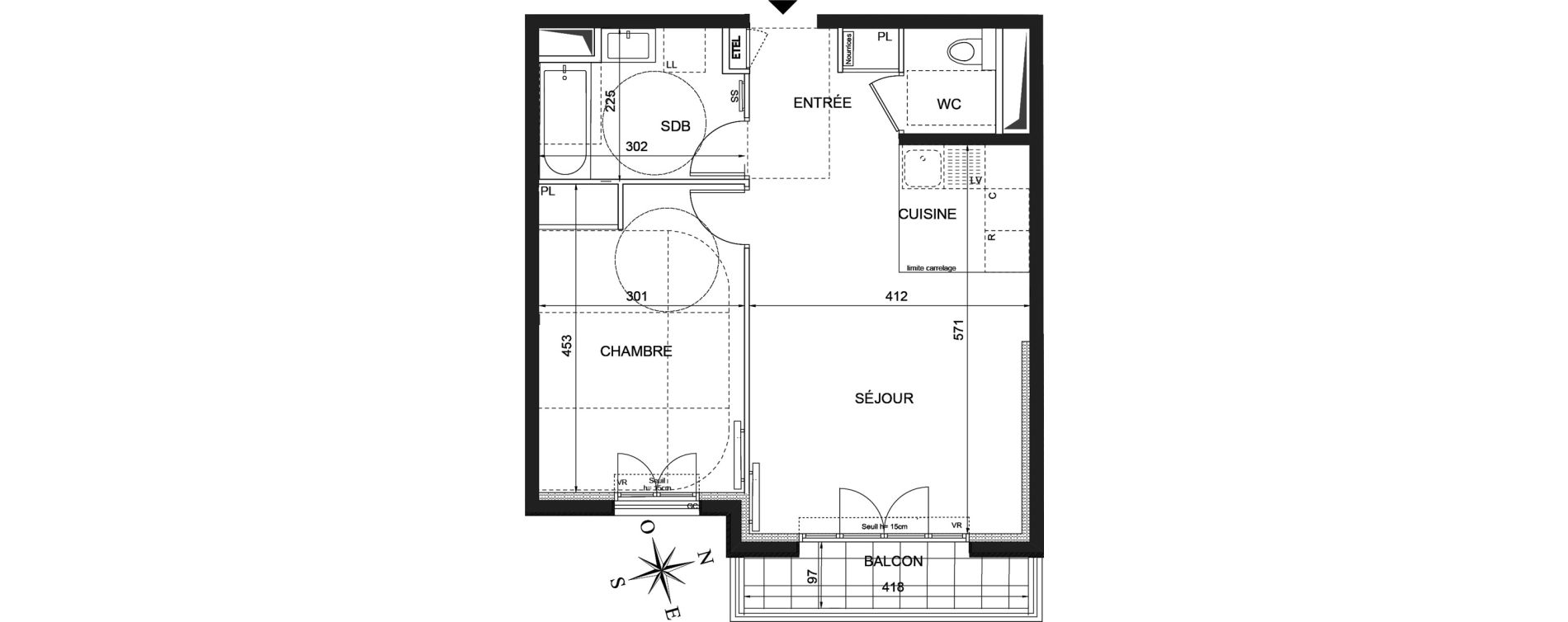 Appartement T2 de 48,40 m2 &agrave; Ch&acirc;tenay-Malabry Robinson